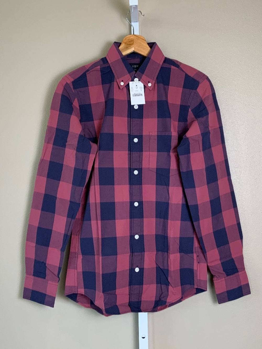 J. Crew Factory Gingham Buffalo Check Slim Washed Button Down Oxford Shirt